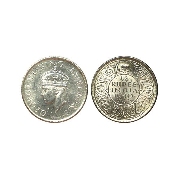 George VI, 52% Silver 1/4 Rupee, 1940