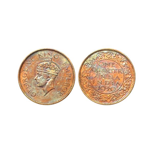 George VI, Bronze One Quarter Anna, 1940