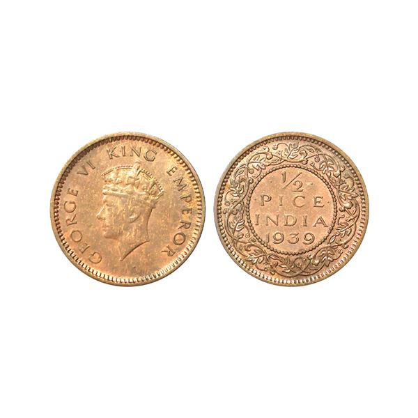 George VI, Bronze 1/2 Pice, 1939