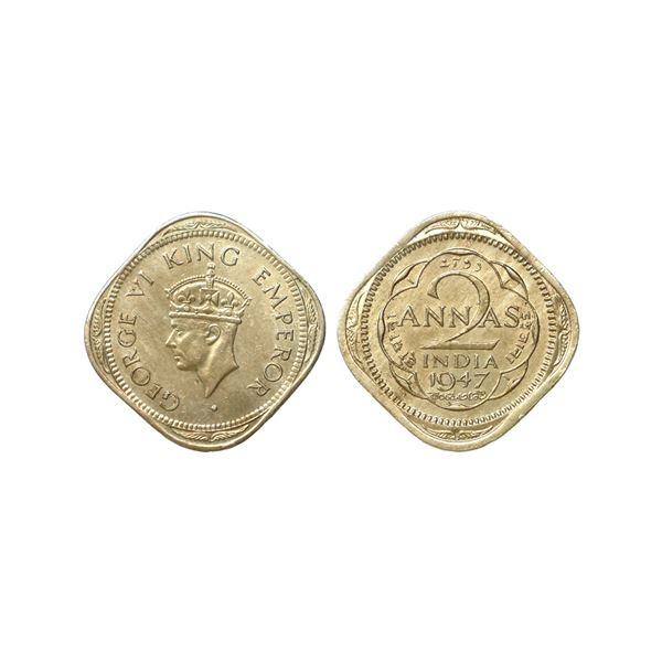 George VI King Emperor, Copper Nickel 2 Annas, 1947