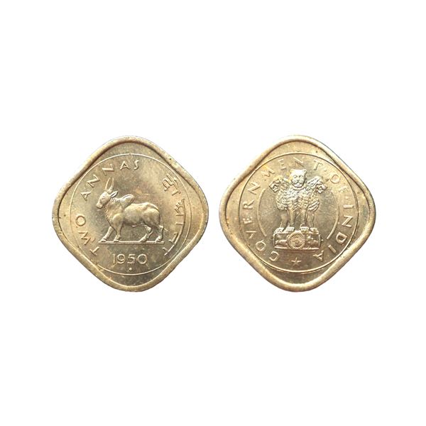 Republic India, Copper-Nickel 2 Annas, 1950