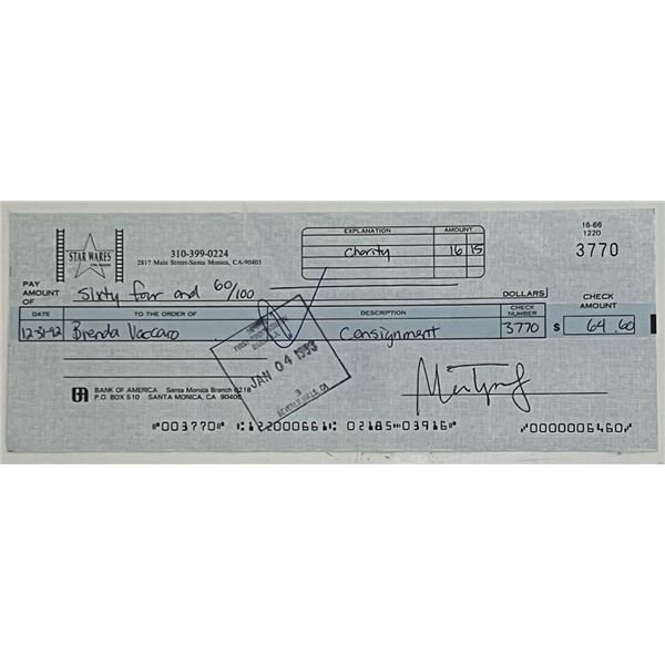 Once is Not Enough Brenda Vaccaro Signed Check