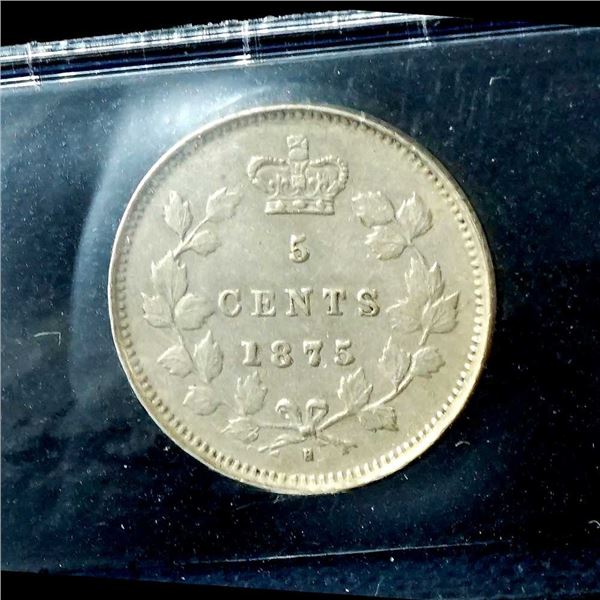 CANADA - 5 cents 1875-H large 5 CCCS EF-40