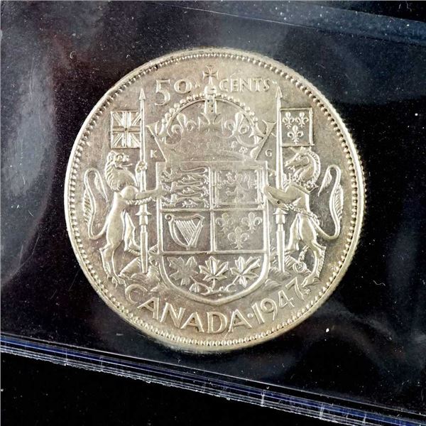 CANADA - 50 cents 1947 curved 7 mapple leaf - CCCS F-15