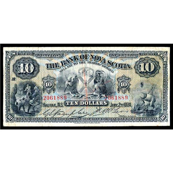 CANADA - THE BANK OF NOVA SCOTIA $10 1924 Campbell-McLeod BCS VF-25