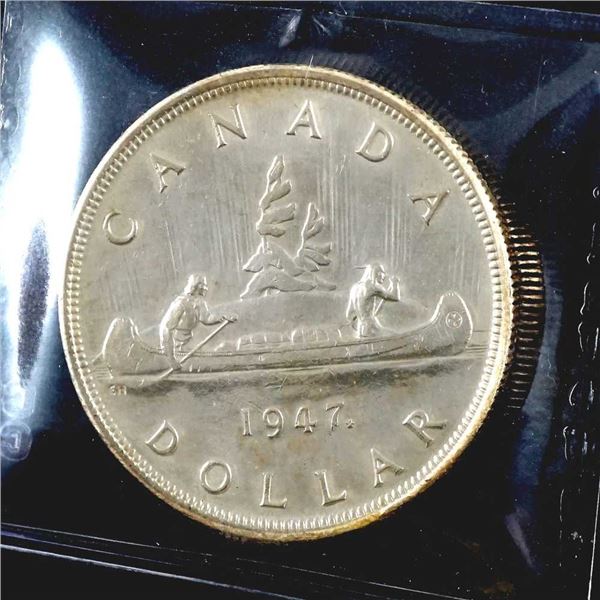 CANADA - $1 1947 Maple Leaf Double HP NettoyE CCCS AU-50