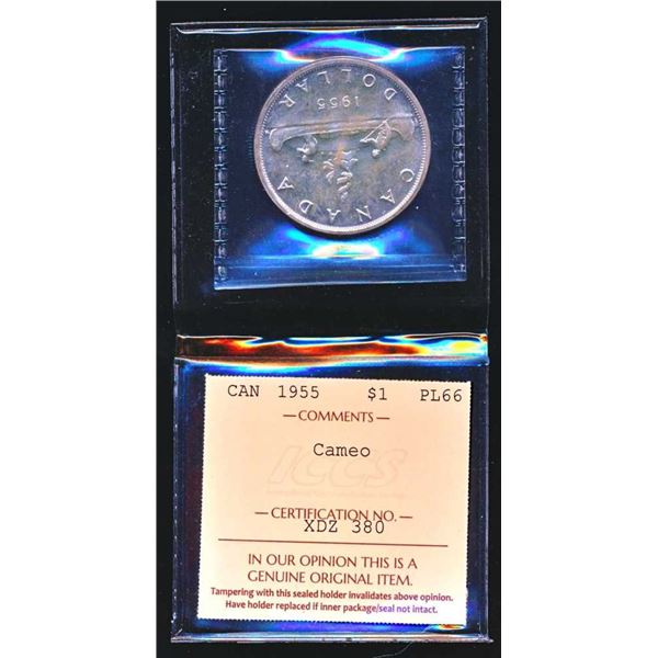 CANADA - $1 1955 PL-66 ICCS cameo