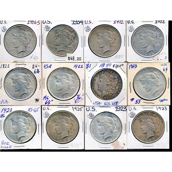 USA - Lot de 12 x $1 argent VF-UNC