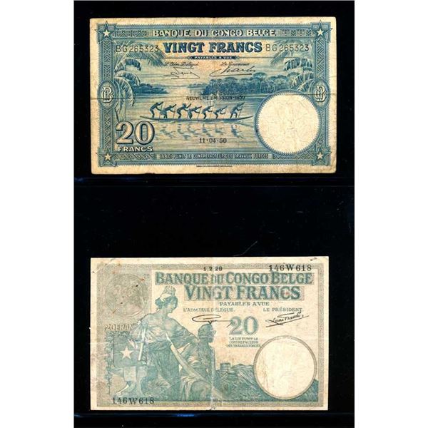 CONGO BELGE - Lot de 5 billets