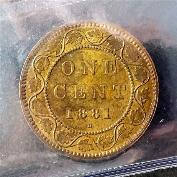 CANADA - 1 cent 1881-H rouge & brun obverse 1 CCCS MS-64