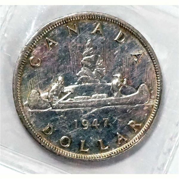 CANADA - $1 1947 Maple leaf double HP - ICCS EF-40