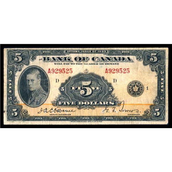 BANQUE DU CANADA - $5 1935 Osborne Towers English BC-5 BCS VF-20