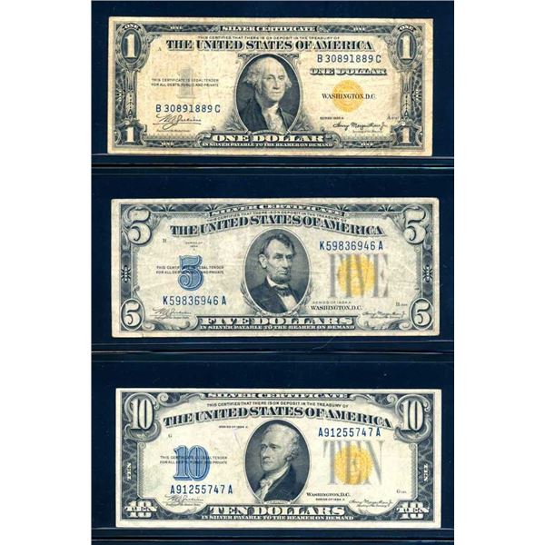USA - Ensemble $1 $5 et $10 Emergency North Africa 1934-1935