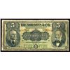 Image 1 : CANADA - The Molsons Bank $5 1908 G-VG