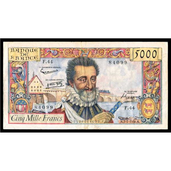 FRANCE - 5000 francs 2-1-1958 Henri IV - PMG-25