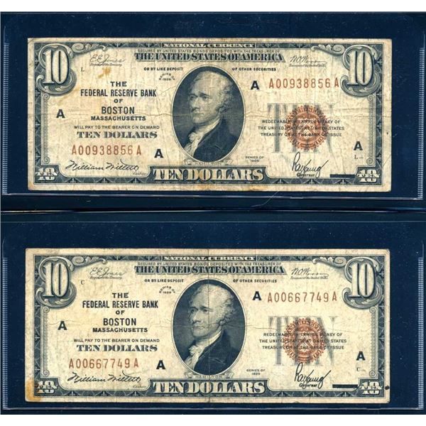 USA - 5 x $10 1929 National Currency de Boston