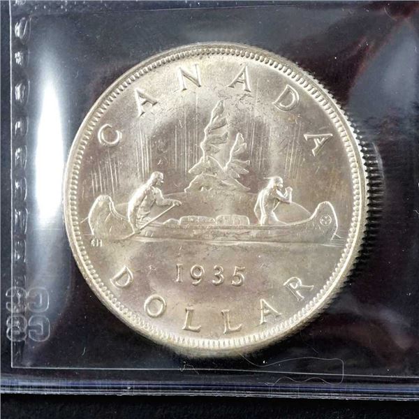 CANADA - $1 1935 Doubling on Indian & Voyageur CCCS MS-64