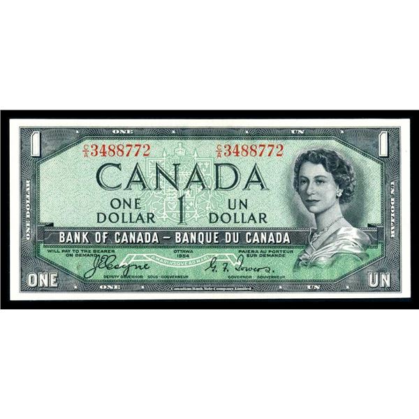CANADA - 1$ 1954 Devil's Face Coyne Towers BC-29a PMG Gem Unc 66