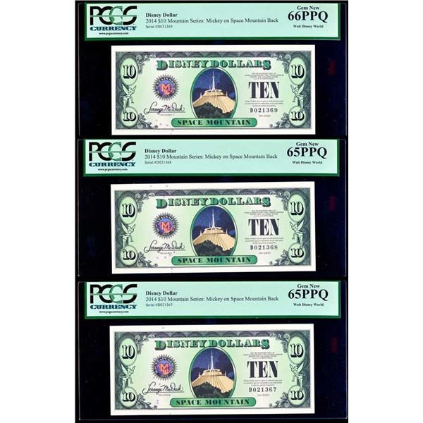 USA - 3 x 2014 $10 Disney - PCGS Gem 65 PPQ