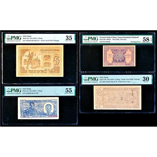 VIETNAM - Lot de 4 billets certifiEs PMG