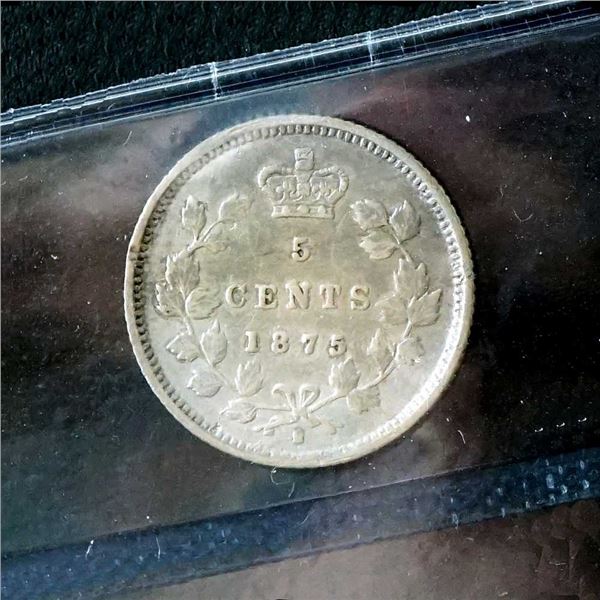 CANADA - 5 cents 1875-H small 5 CCCS F-12