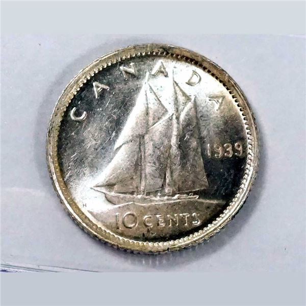 CANADA - 10 cents 1939 double 193 CCCS MS-64