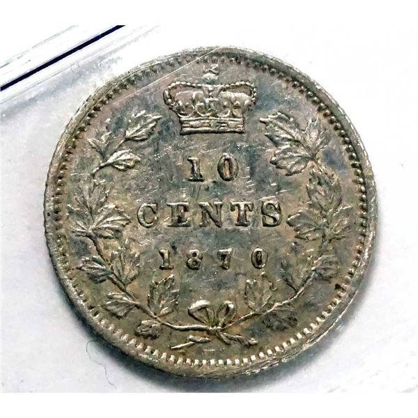 CANADA - 10 cents 1870 wide 0 CCCS VF-30