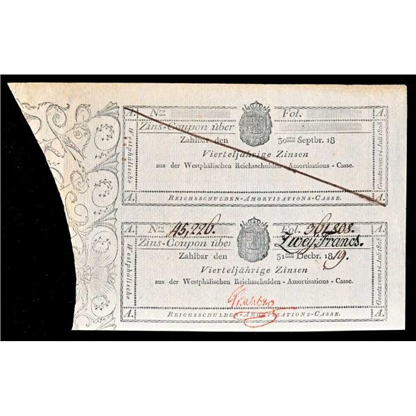 ETATS GERMANIQUES: WESTFALEN - 2 Franken 1812-1820 - PMG EF-40