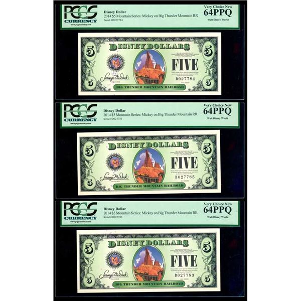 USA - 3 x 2014 $5 Disney - PCGS Gem 64 PPQ