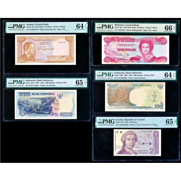 MONDE - Lot de 5 billets gradEs PMG
