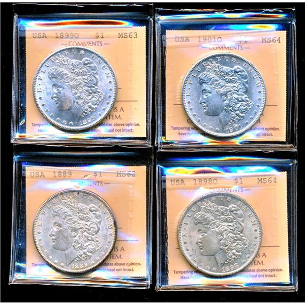 USA - Lot de 4 Morgan $1 incirculEes certifiEes CCCS
