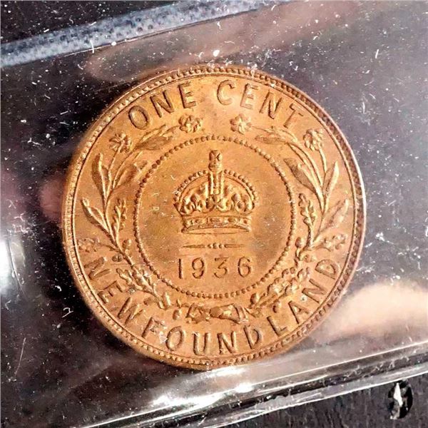 TERRE-NEUVE - 1 cent 1936 MS-64 Red ICCS