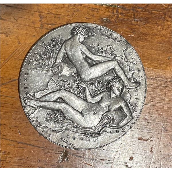 FRANCE - MEdaille Art Nouveau en argent, nus fEminins