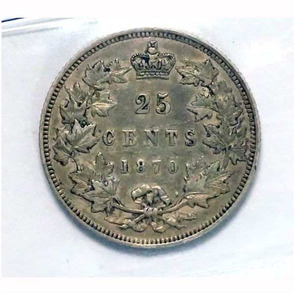CANADA - 25 cents 1870 obverse 1 CCCS VF-30