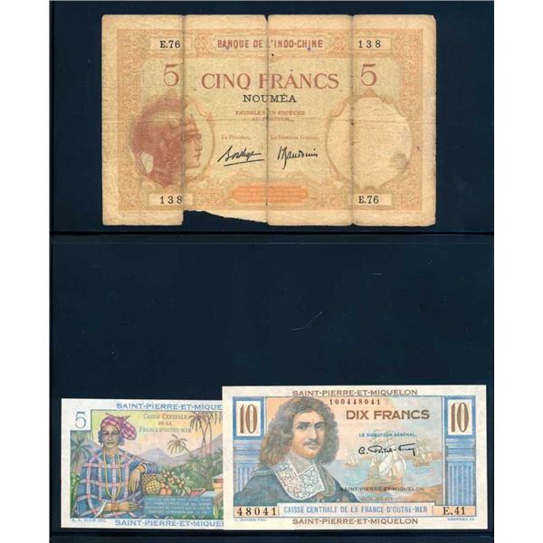 FRANCE D'OUTRE-MER - Lot de 5 billets