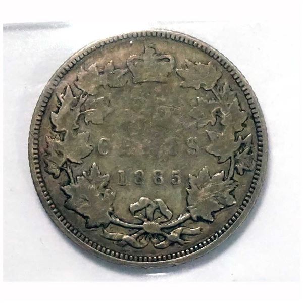 CANADA - 25 cents 1885 curved 5 CCCS G-6