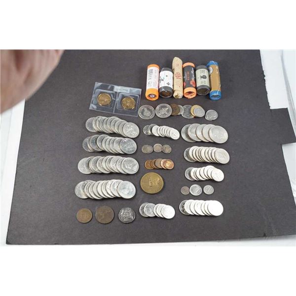 CANADA - Lot de 5 rouleaux neufs et monnaies en vrac
