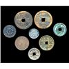 Image 1 : CHINE - Ensemble de 8 talismans et monnaies de bronze