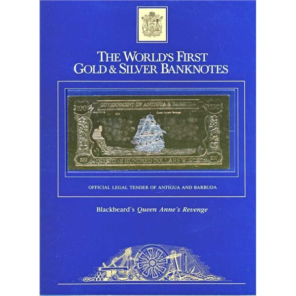 ANTIGUA - Set billets d'or et d'argent des vaisseaux de pirates et corsaires
