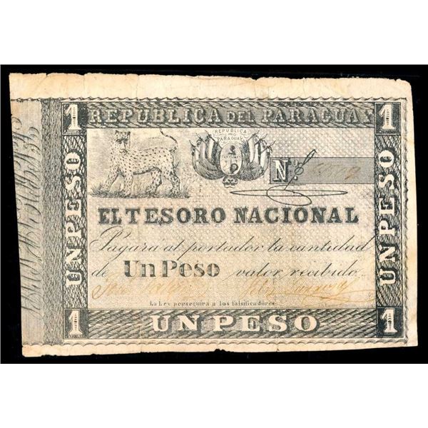 PARAGUAY - 1 peso 1860 - PMG Unc 60