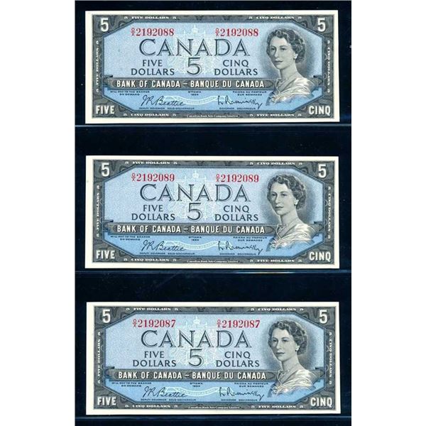 CANADA - 3 x $5 1954 consEcutifs et incirculEs, #BC-39b