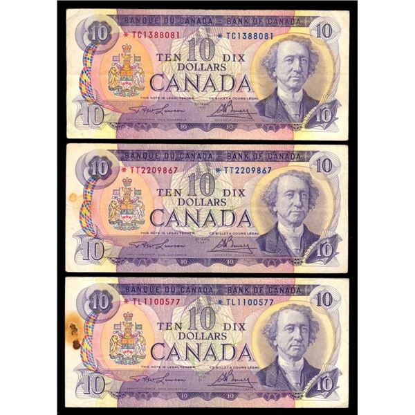 CANADA - Ensemble de 4 billets $10 1971 remplacement F-VF