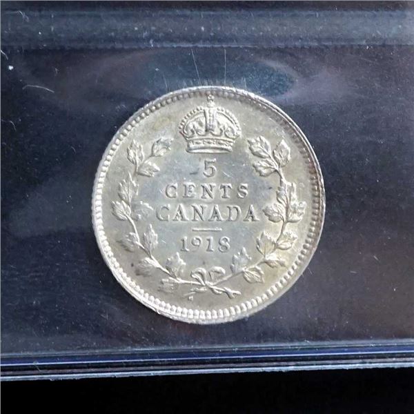 CANADA - 5 cents 1918 Struck through CCCS AU-50