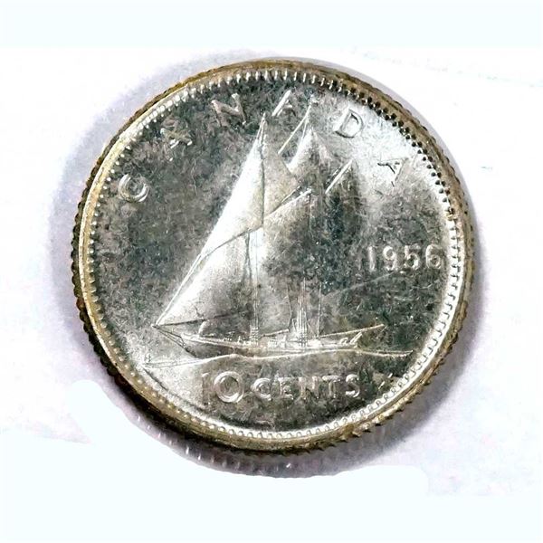 CANADA - 10 cents 1956 dot CCCS MS-64