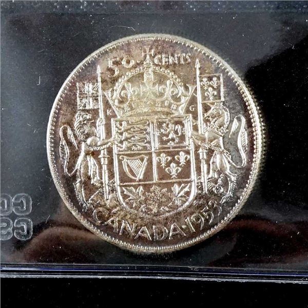 CANADA - 50 cents 1953 No Shoulder Fold Small date CCCS MS-64