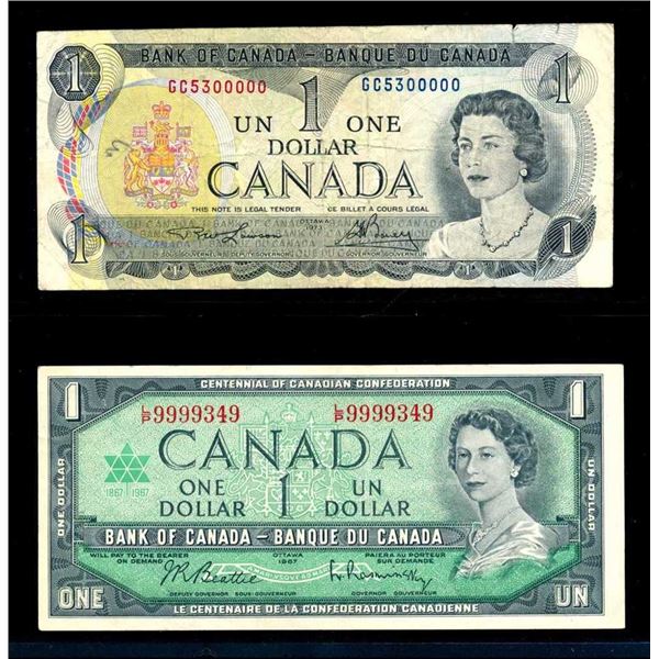 CANADA - 4 billets de $1 aux numEros spEciaux