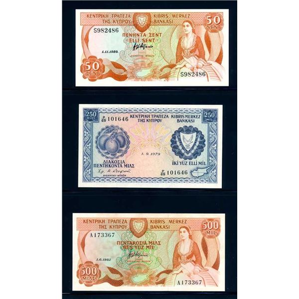 CHYPRE - Lot de 3 billets incirculEs