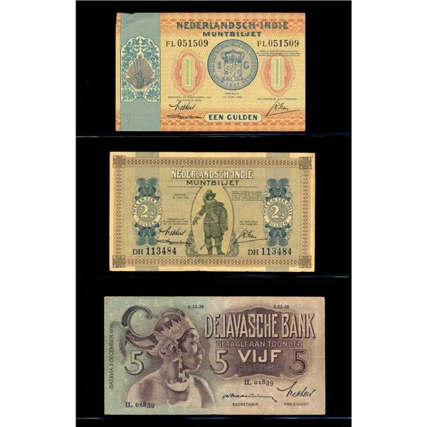 INDES NEERLANDAISES - Lot de 3 billets diffErents