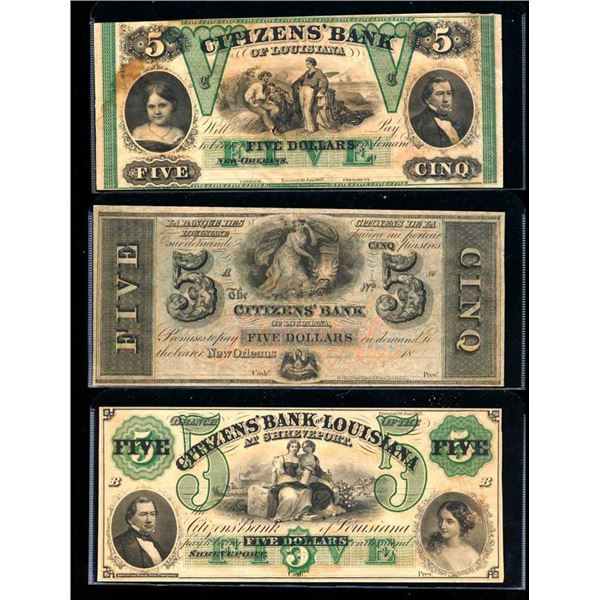 USA - 3 billets de la Citizens bank of Louisiana