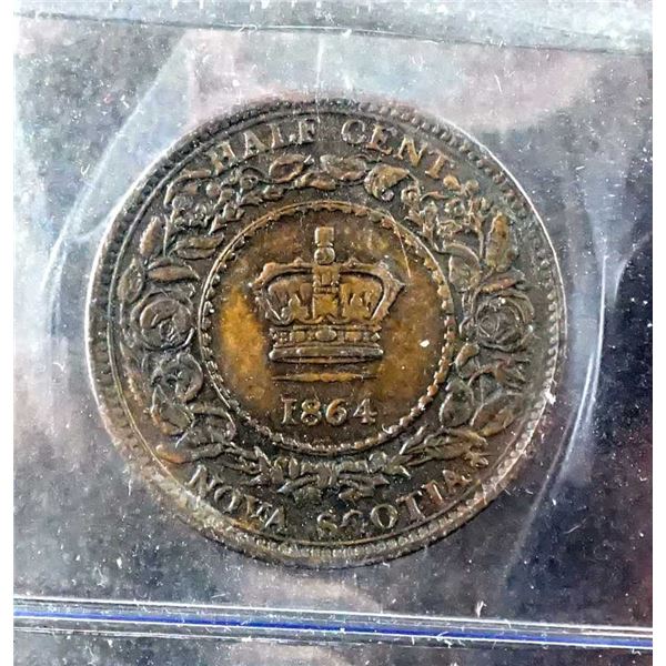 NOUVELLE-ECOSSE - 1/2 cent 1864 CCCS AU-55